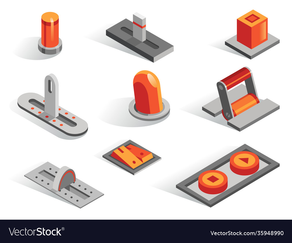 Isometric Button Set - Controls & Icons