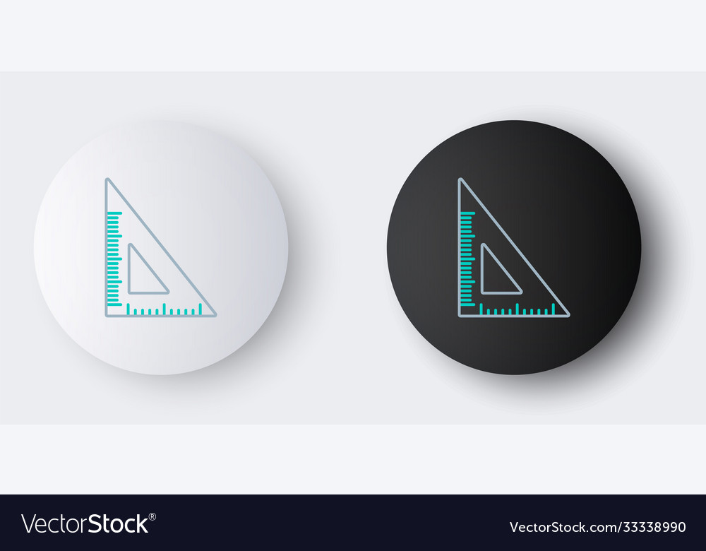 Line triangular ruler icon isolated on grey