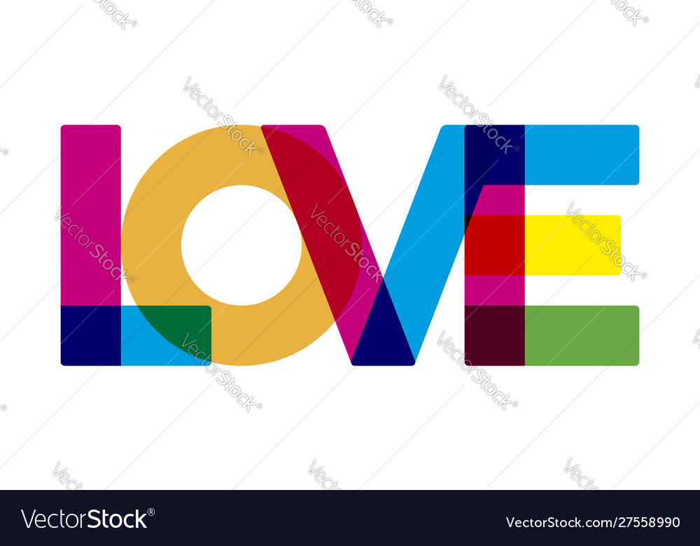 Love text in colorful style geometric and flat