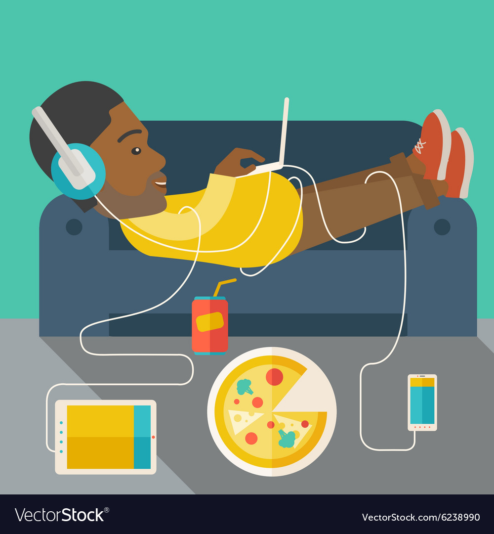 Man lying on sofa