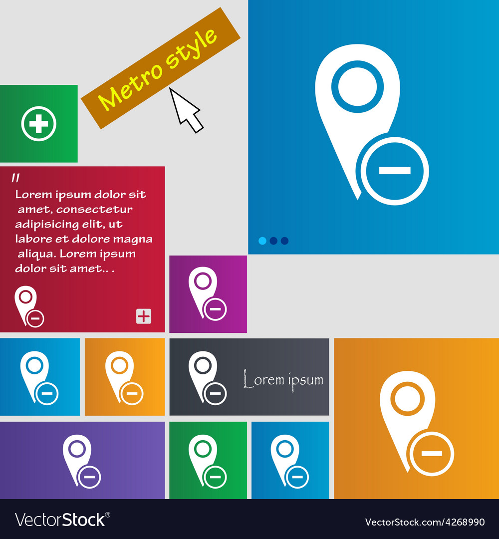 Map pointer icon sign metro style buttons modern
