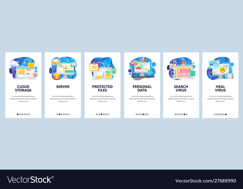 Mobile app onboarding screens computer technology Vector Image Mobile app onboarding screens computer technology