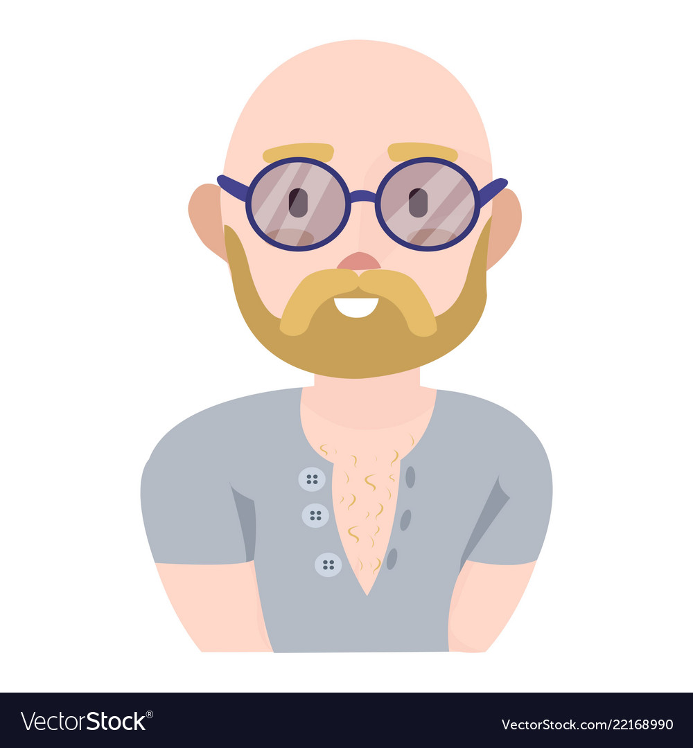 Modern Young Man With A Beard And Round Glasses In