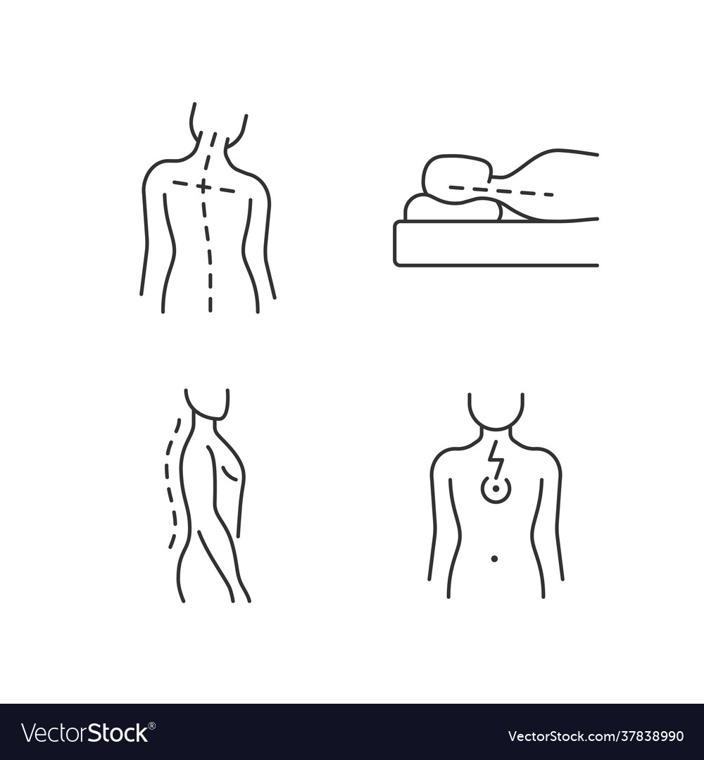 Postural dysfunction linear icons set vector image Postural dysfunction linear icons set