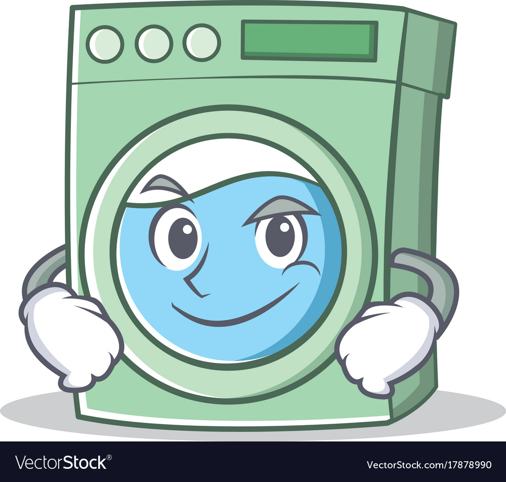 Smirking washing machine character cartoon Vector Image