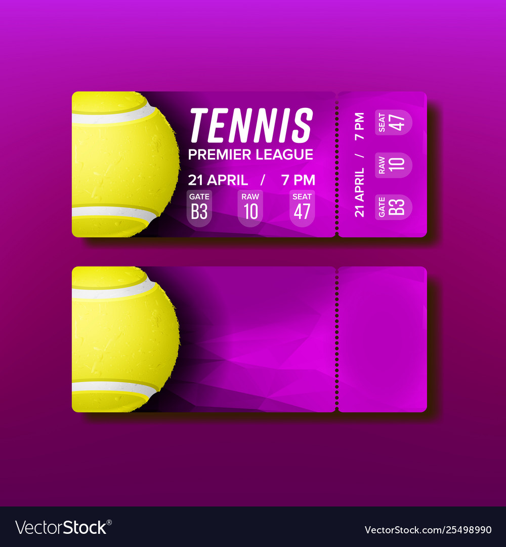 Ticket tearoff coupon visit tennis match Vector Image