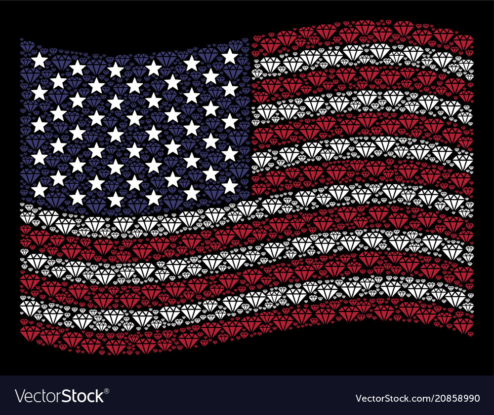 Waving usa flag stylized composition of diamond