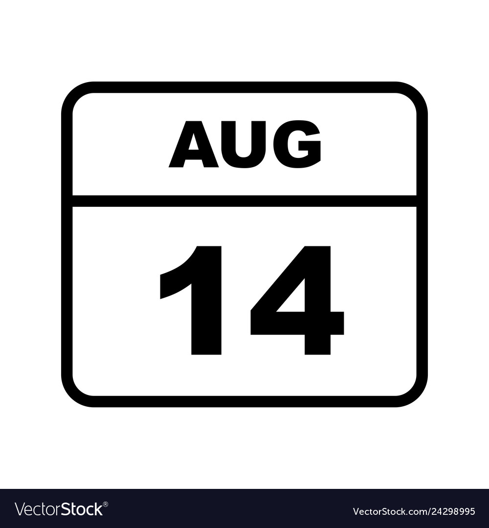August 14th date on a single day calendar