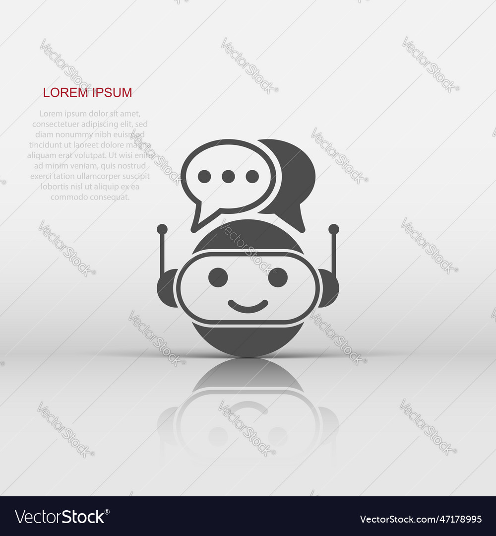 Cute robot chatbot icon in flat style bot vector image Cute robot chatbot icon in flat style bot