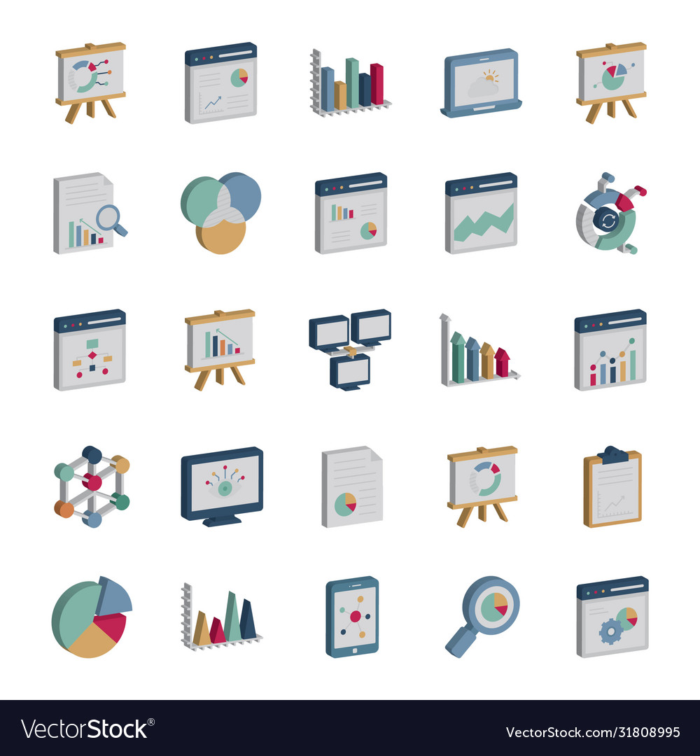 Data visualization isometric isolated icon