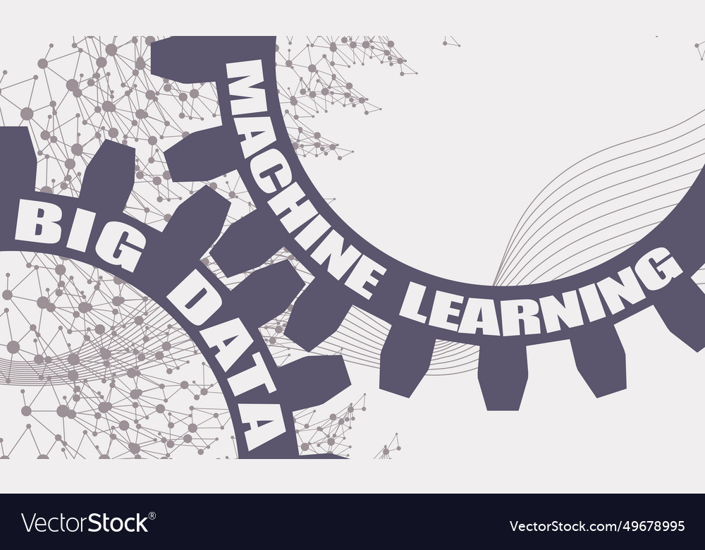Deep learning machine and big data vector image Deep learning machine and big data