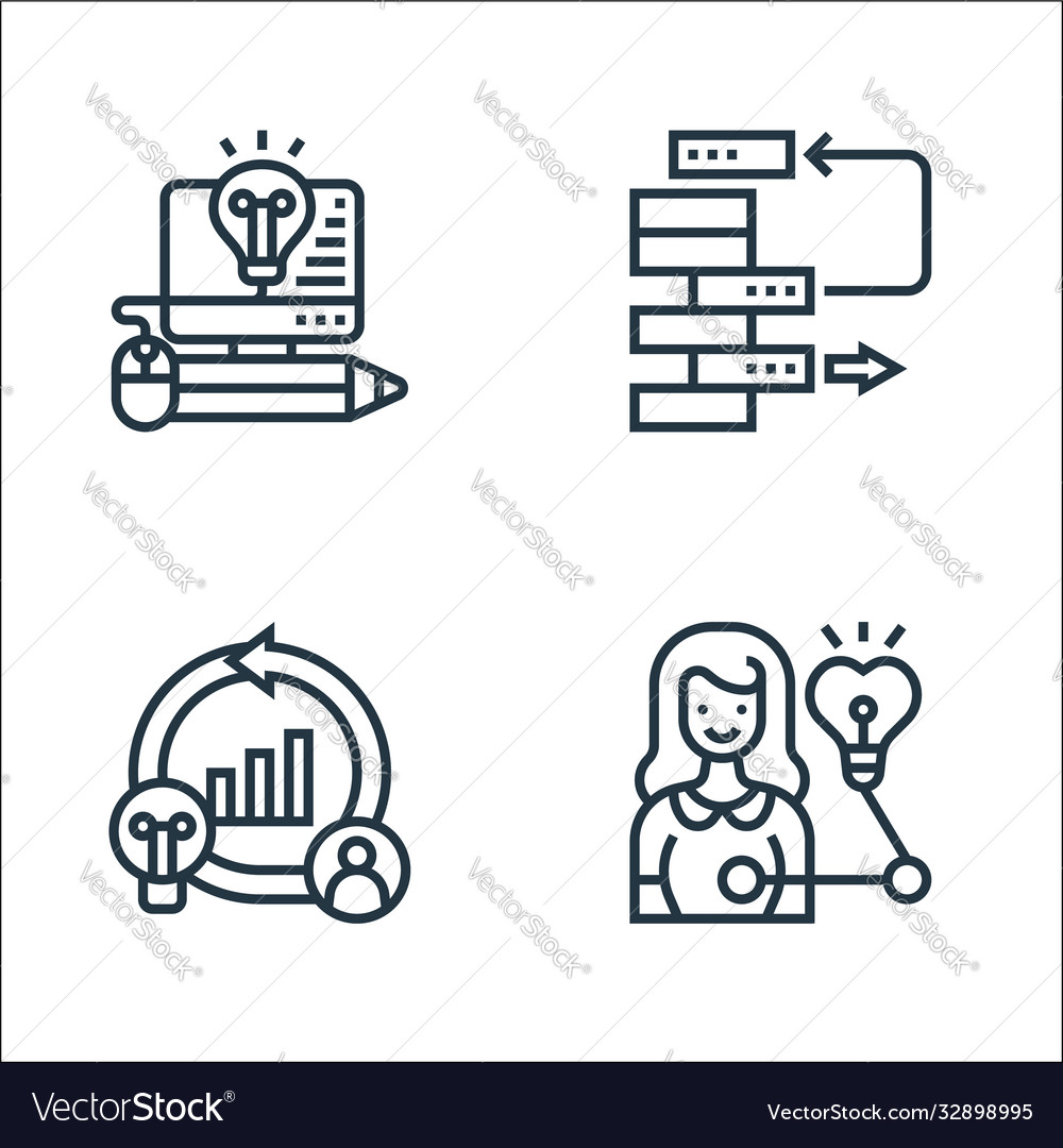 Digital transformation line icons linear set vector image Digital transformation line icons linear set