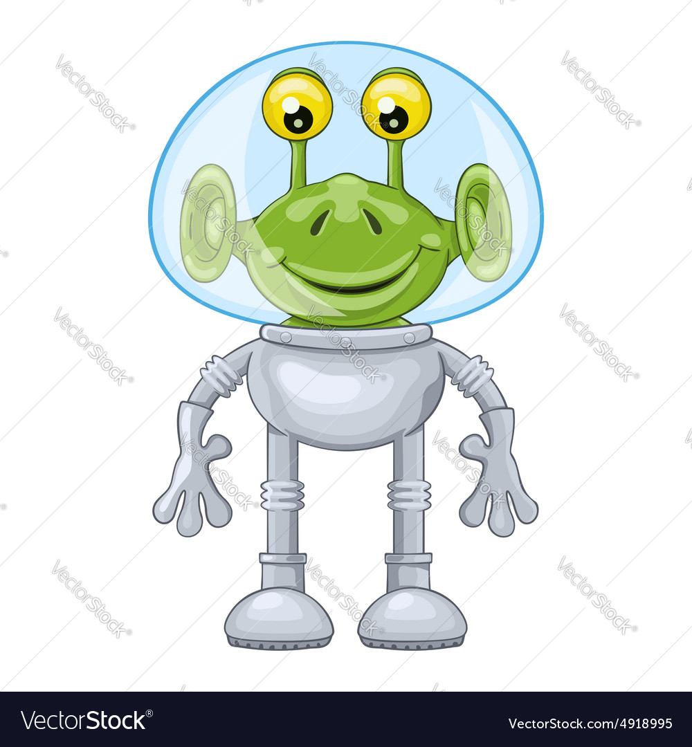 Funny cartoon alien in spacesuit