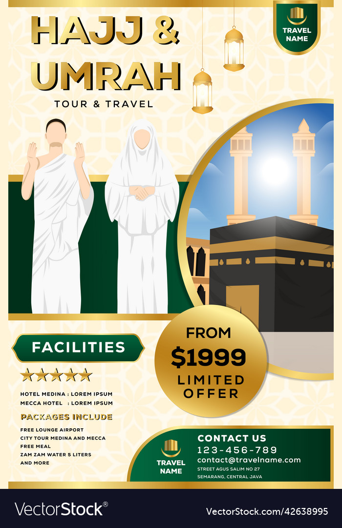 Hajj and umrah travel vertical banner promotion Vector Image