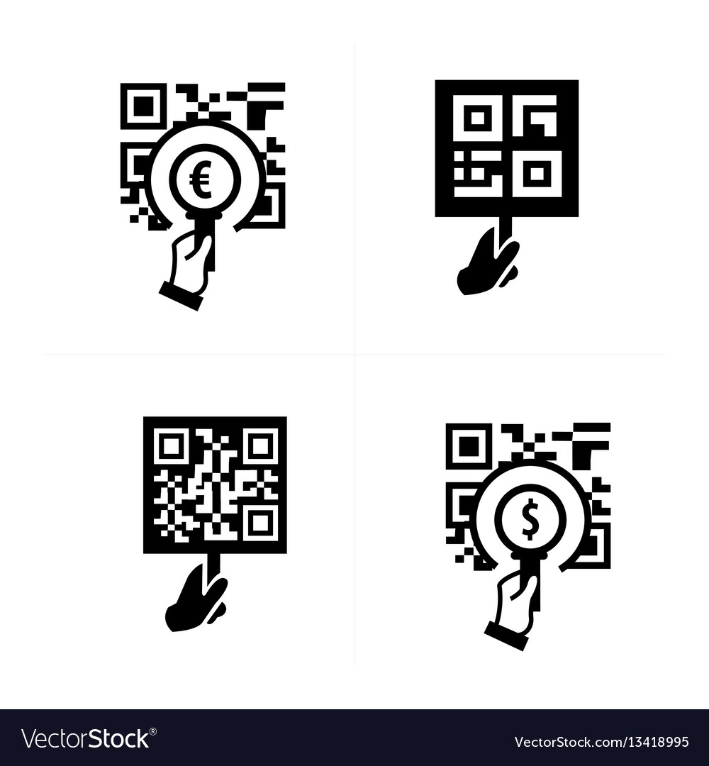 Hand and zoom qr code icon