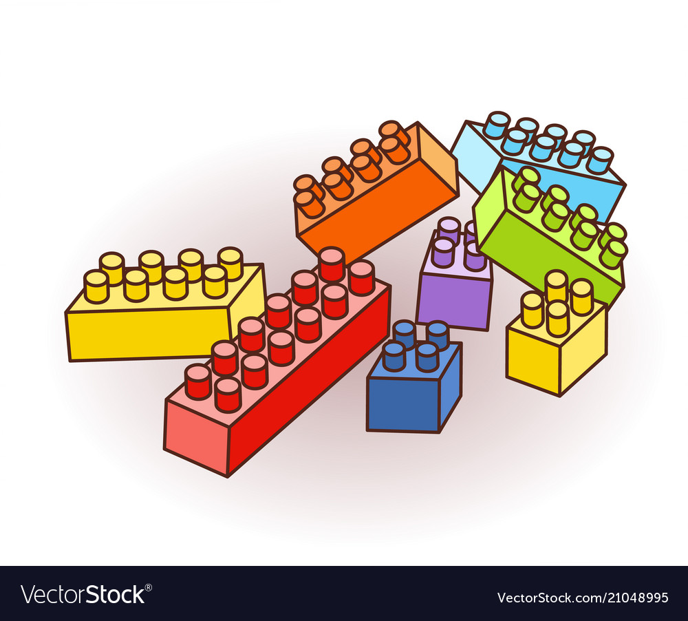 Isometric plastic building blocks and tiles Vector Image