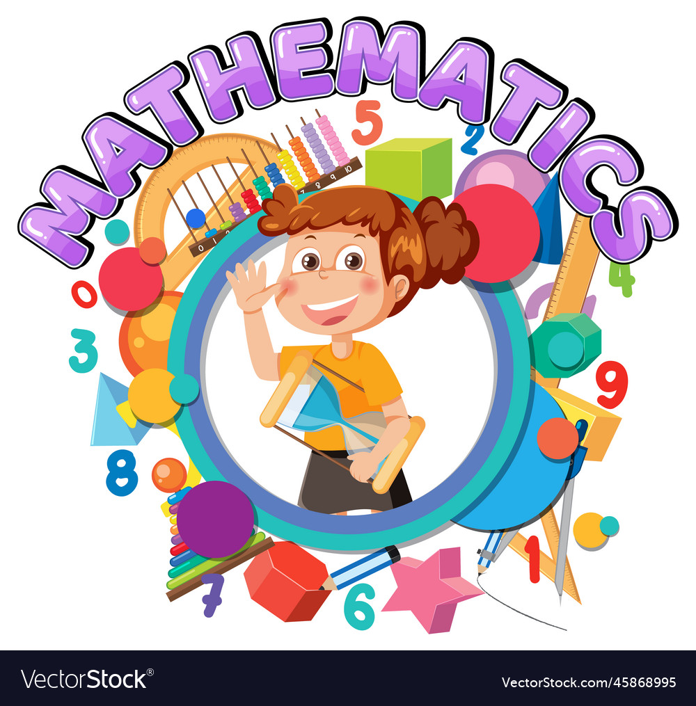 Kid with math element banner Royalty Free Vector Image