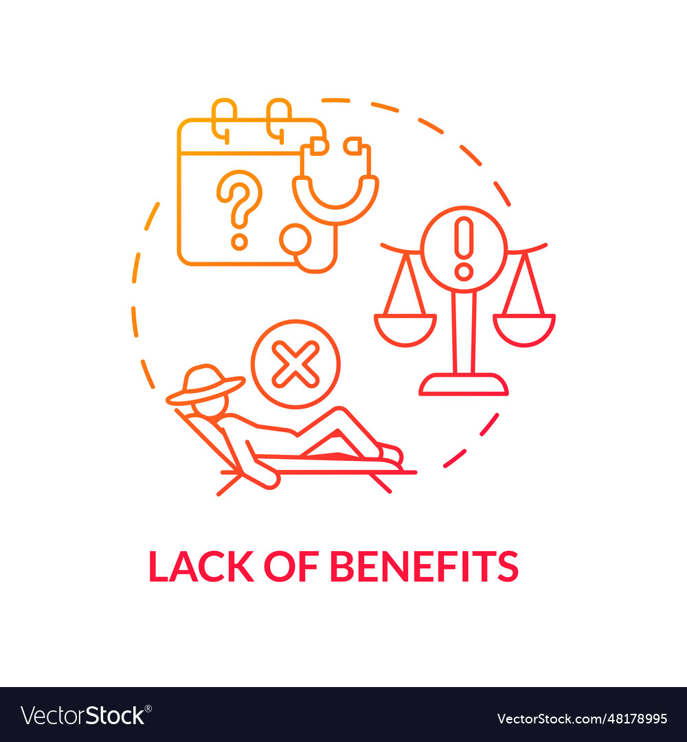 Lack of benefits red gradient concept icon Vector Image