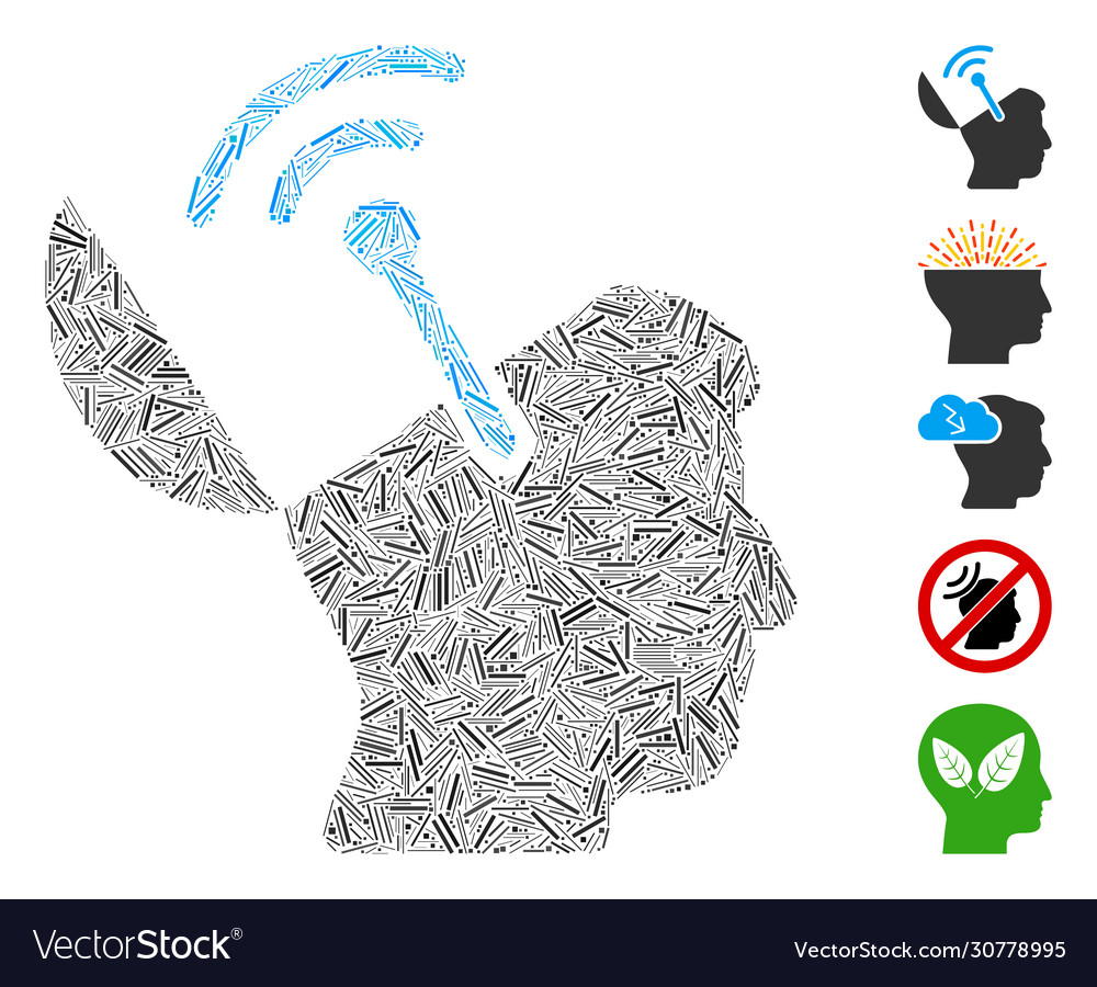 Linear open brain radio interface icon vector image Linear open brain radio interface icon