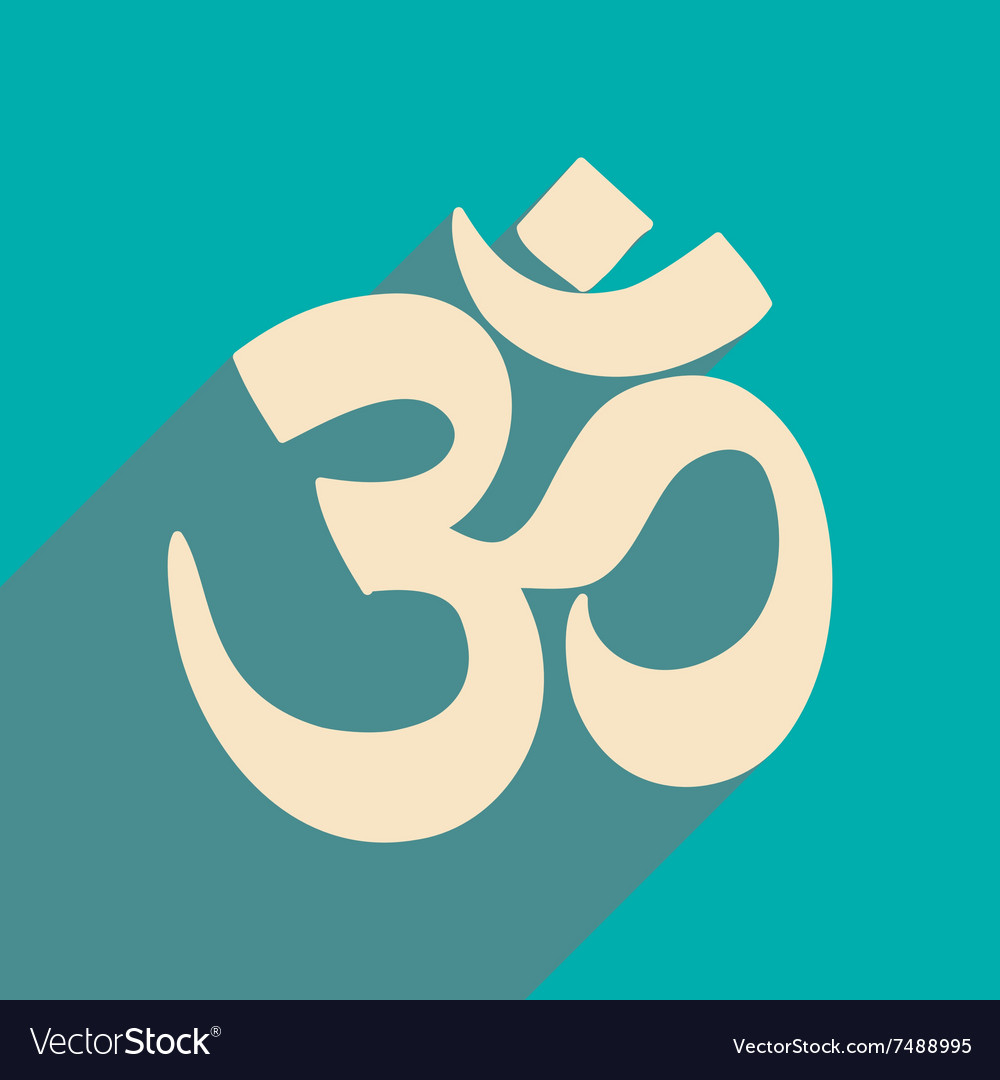 Modern flat icon with long shadow indian om sign