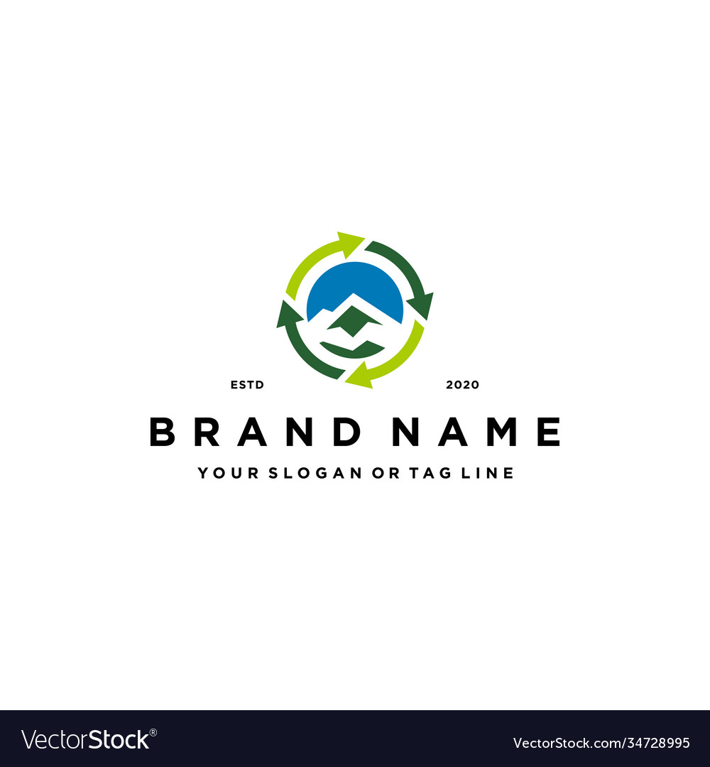 Mountain arrow circle recycling logo design