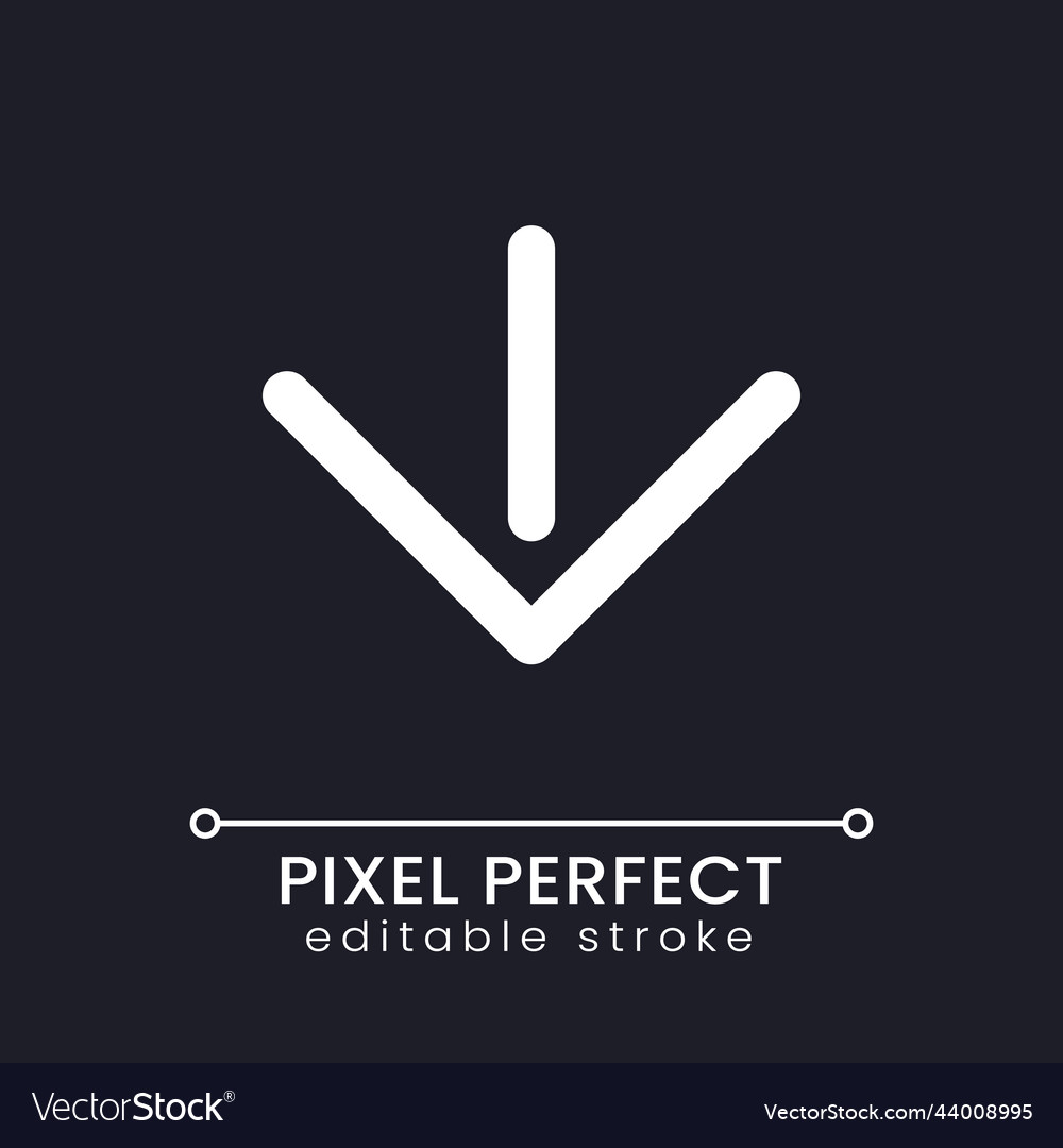 Move downward pixel perfect white linear ui icon vector image Move downward pixel perfect white linear ui icon