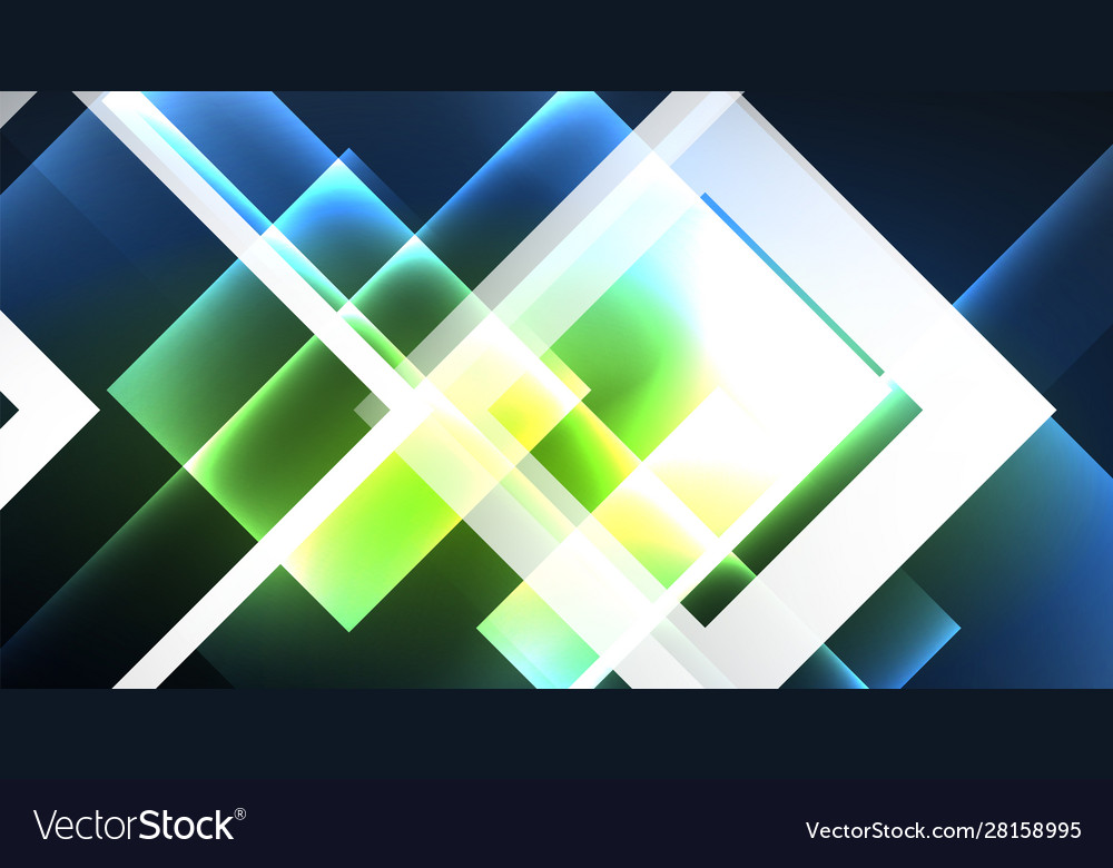 Neon glowing techno square rectangle lines blue Vector Image