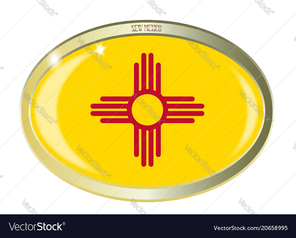 New mexico state flag oval button