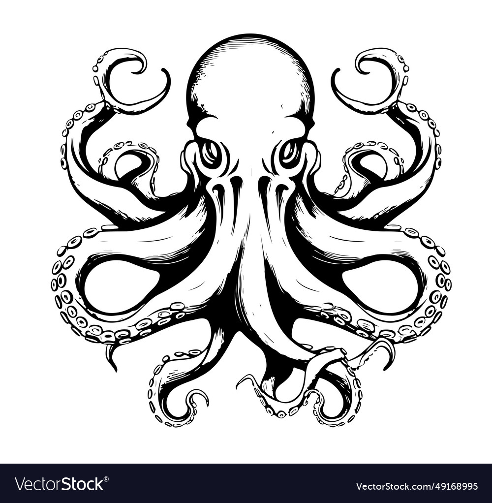 Octopus Hand Drawing Vintage Engraving Royalty Free Vector