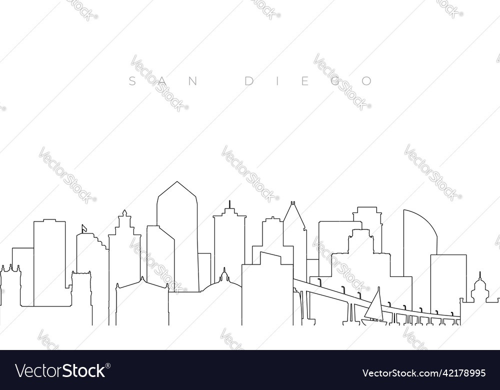 Outline san diego skyline trendy Template