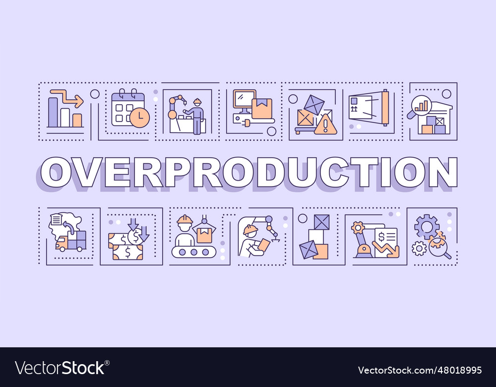 Overproduction text with linear icons