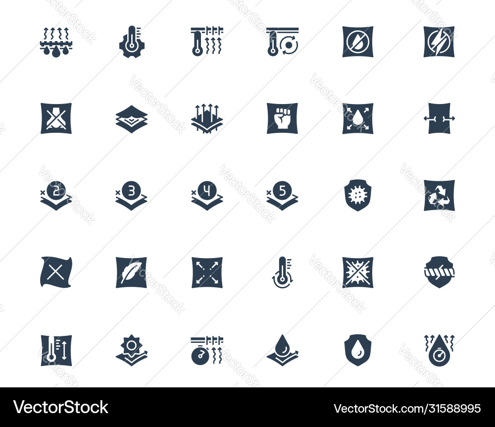 Properties fabrics and clothes icon set Royalty Free Vector