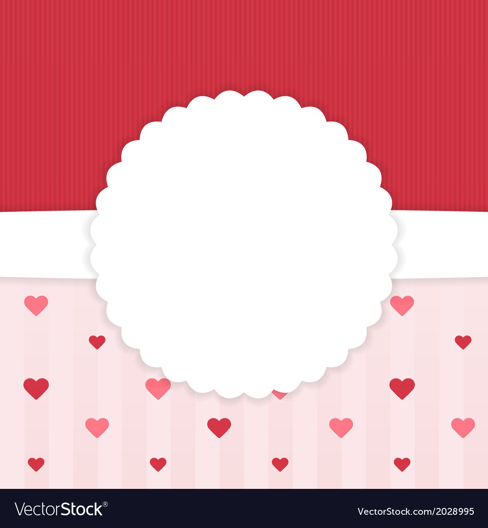 Red and pink stripped card template with hearts
