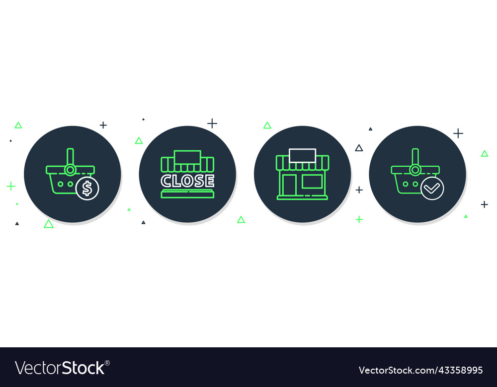 Set line shopping building and text closed vector image Set line shopping building and text closed