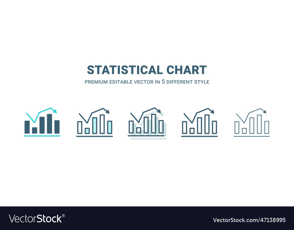 Statistical chart icon in 5 different style vector image Statistical chart icon in 5 different style