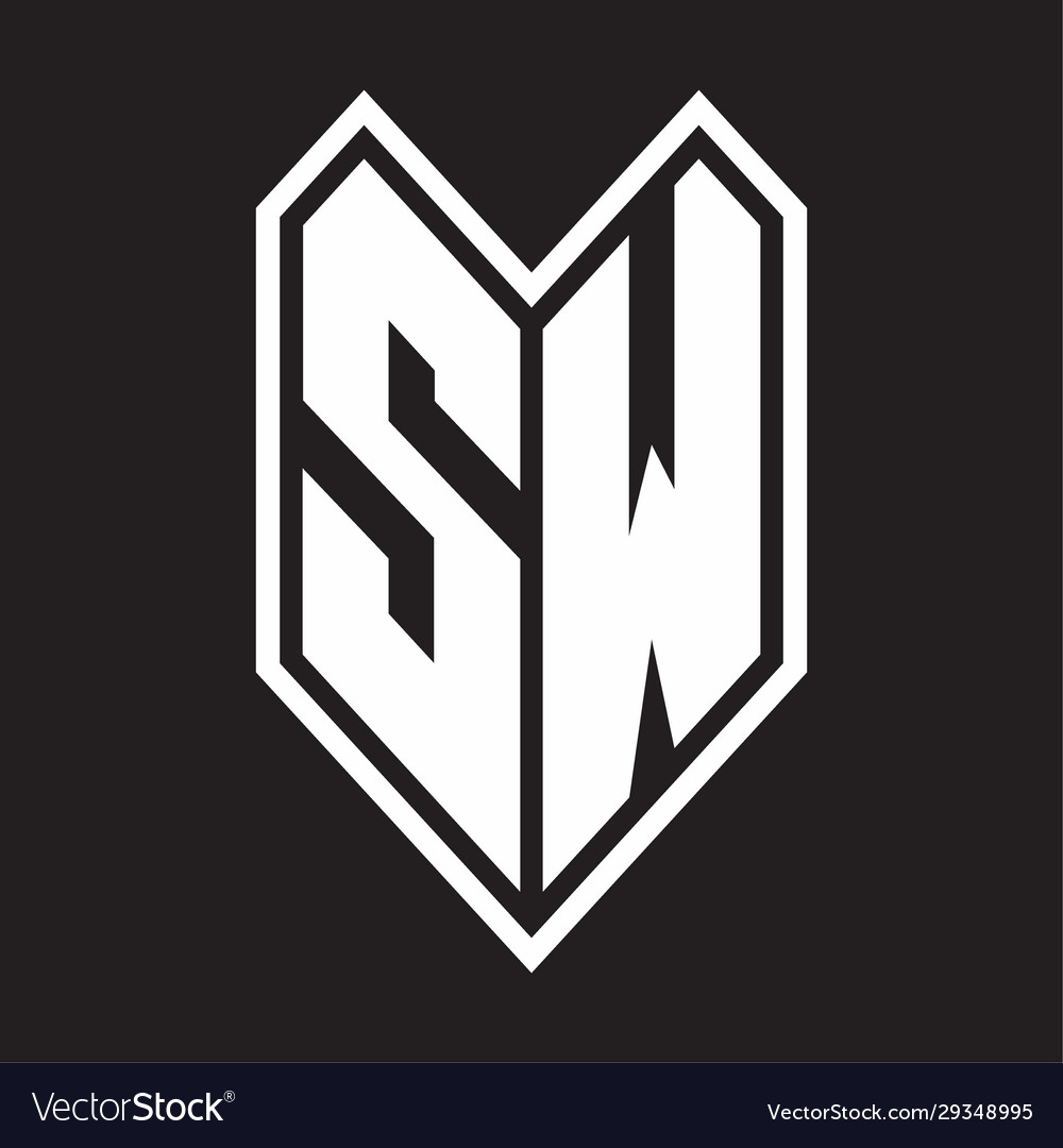 Sw Logo Monogramm mit Emblem Linie Stil isoliert