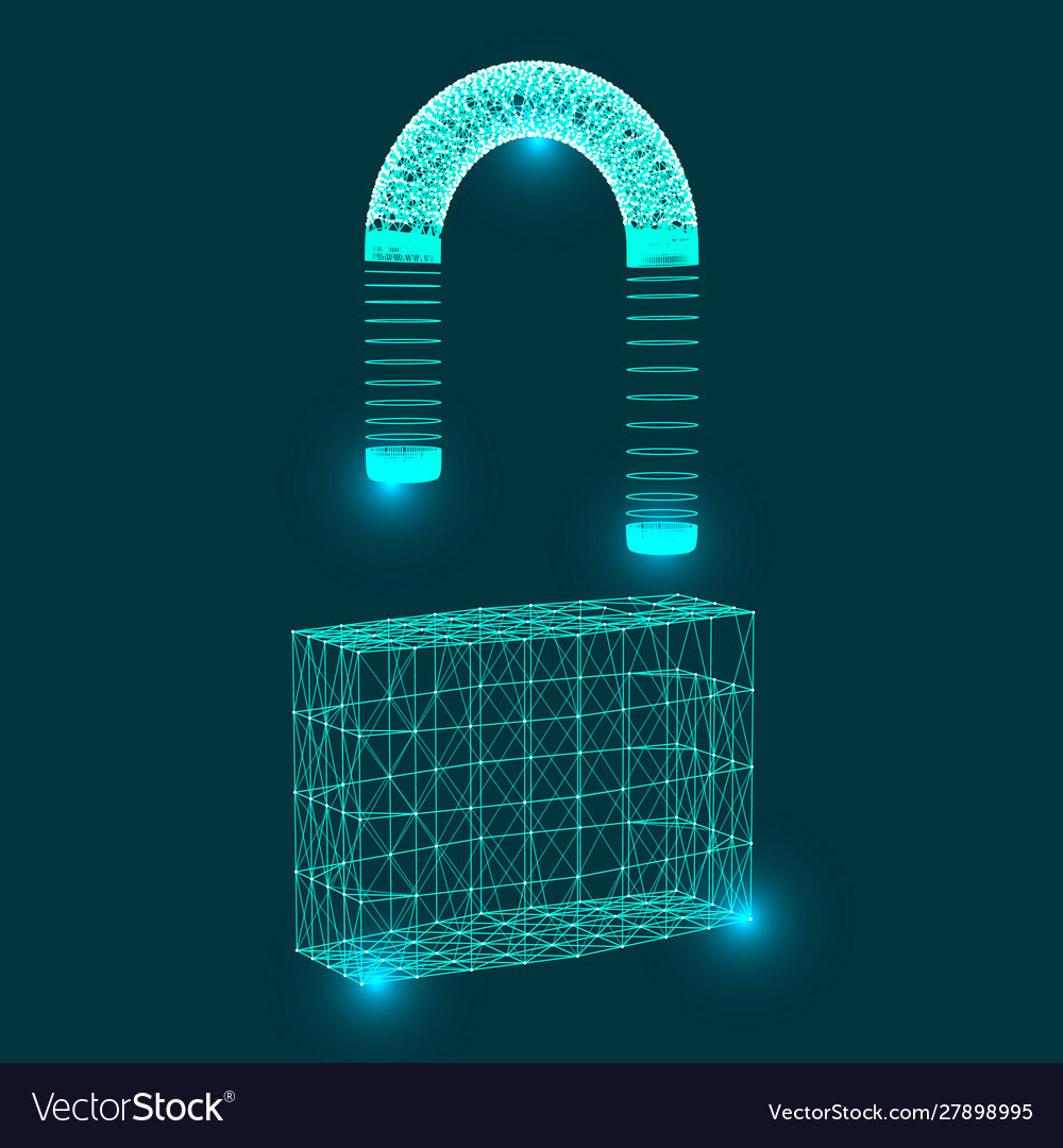 Symbol lock consisting connecting dots vector image Symbol lock consisting connecting dots