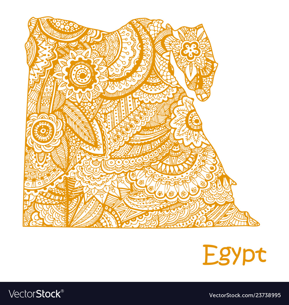 Textured map of egypt hand drawn ethno Royalty Free Vector