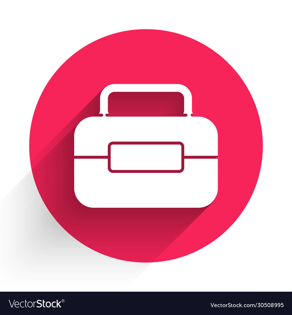 White toolbox icon isolated with long shadow tool vector image White toolbox icon isolated with long shadow tool