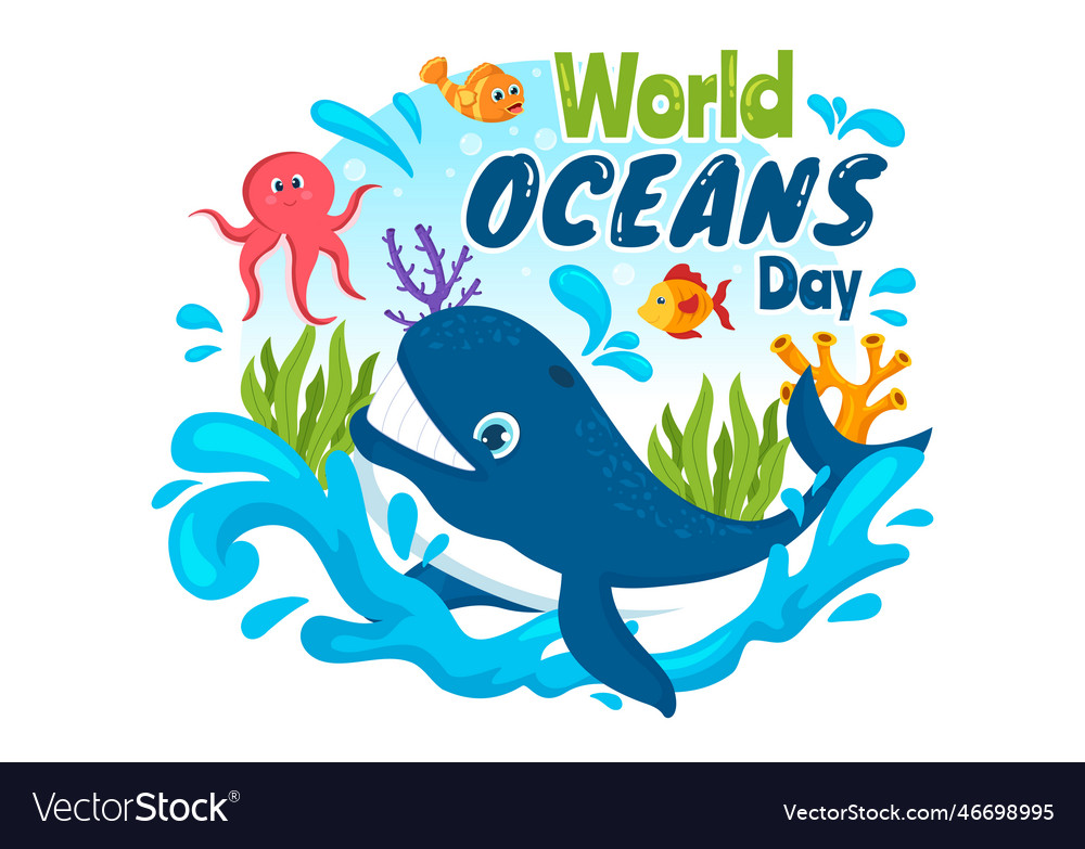 World oceans day to help protect and conserve Vector Image