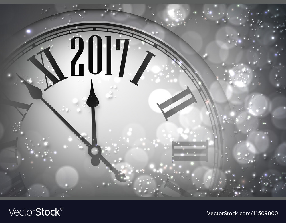 2017 new year background with clock