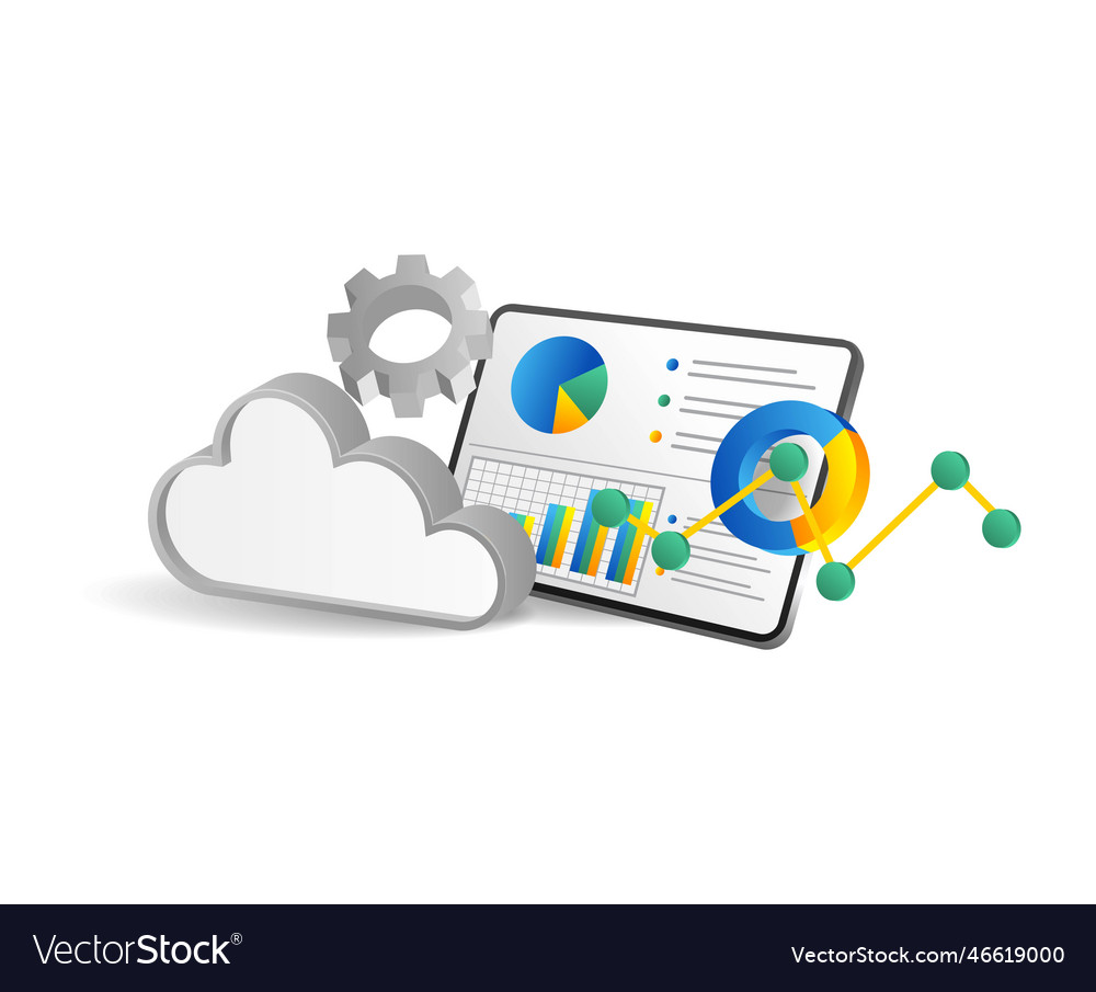 3d isometric concept of analysis cloud server