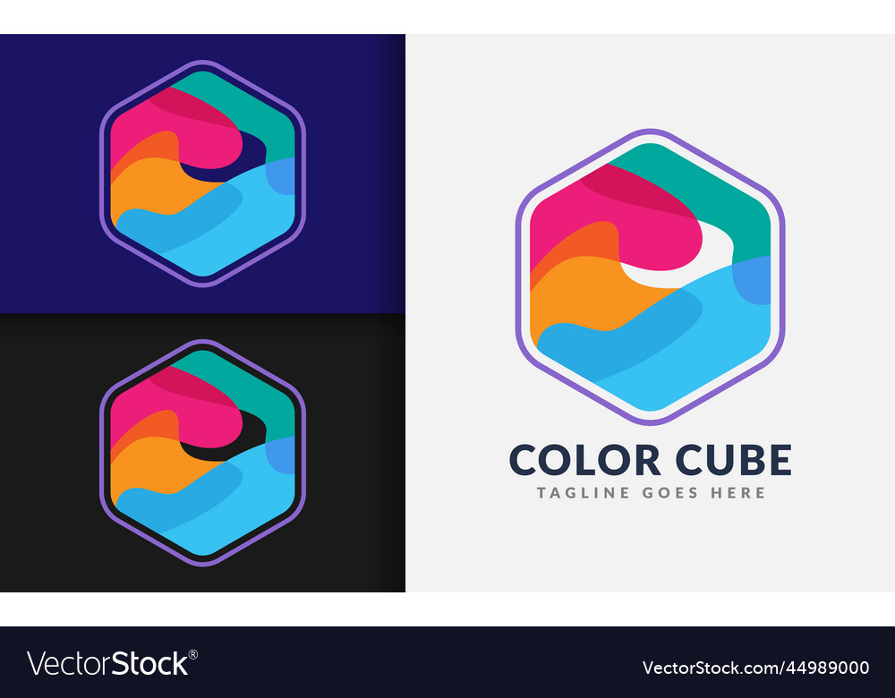 Abstract colorful hexagon cube logo design