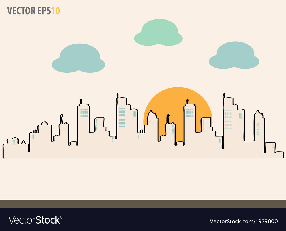 cityscape sketch drawing for your design vector image cityscape sketch
