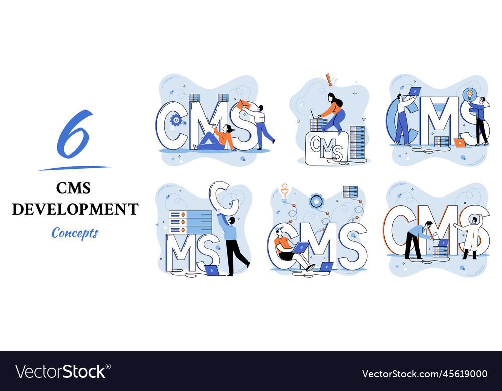 Concept of digital content management system cms vector image Concept of digital content management system cms
