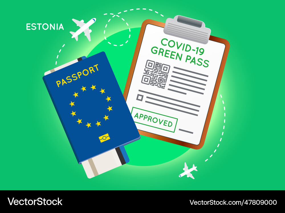 Covid-19 immunity passport with qr code Royalty Free Vector