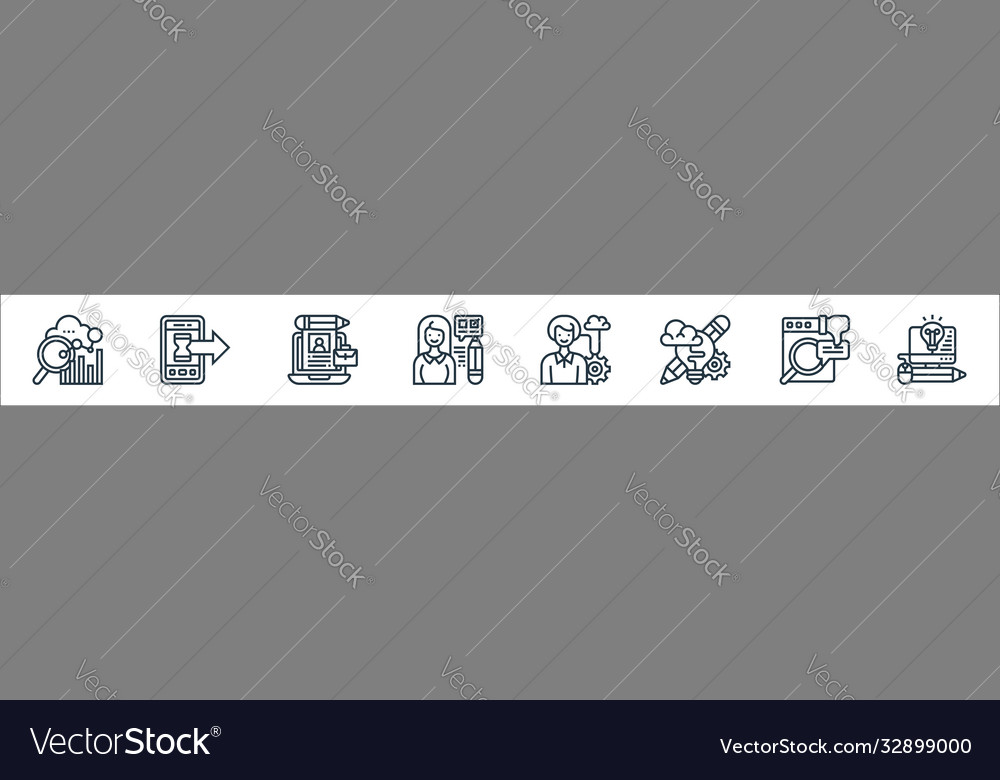 Digital transformation line icons linear set