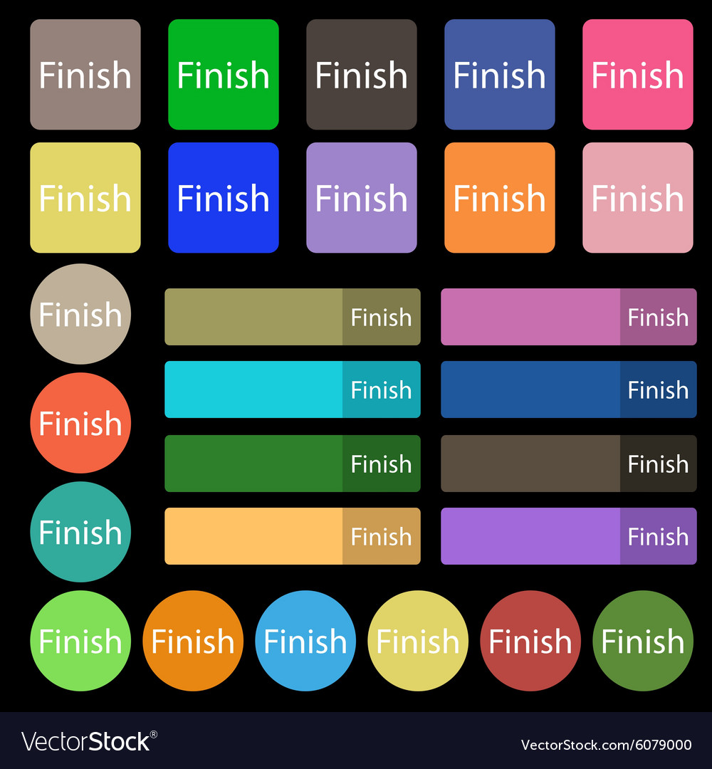 Finish sign icon power button set from twenty