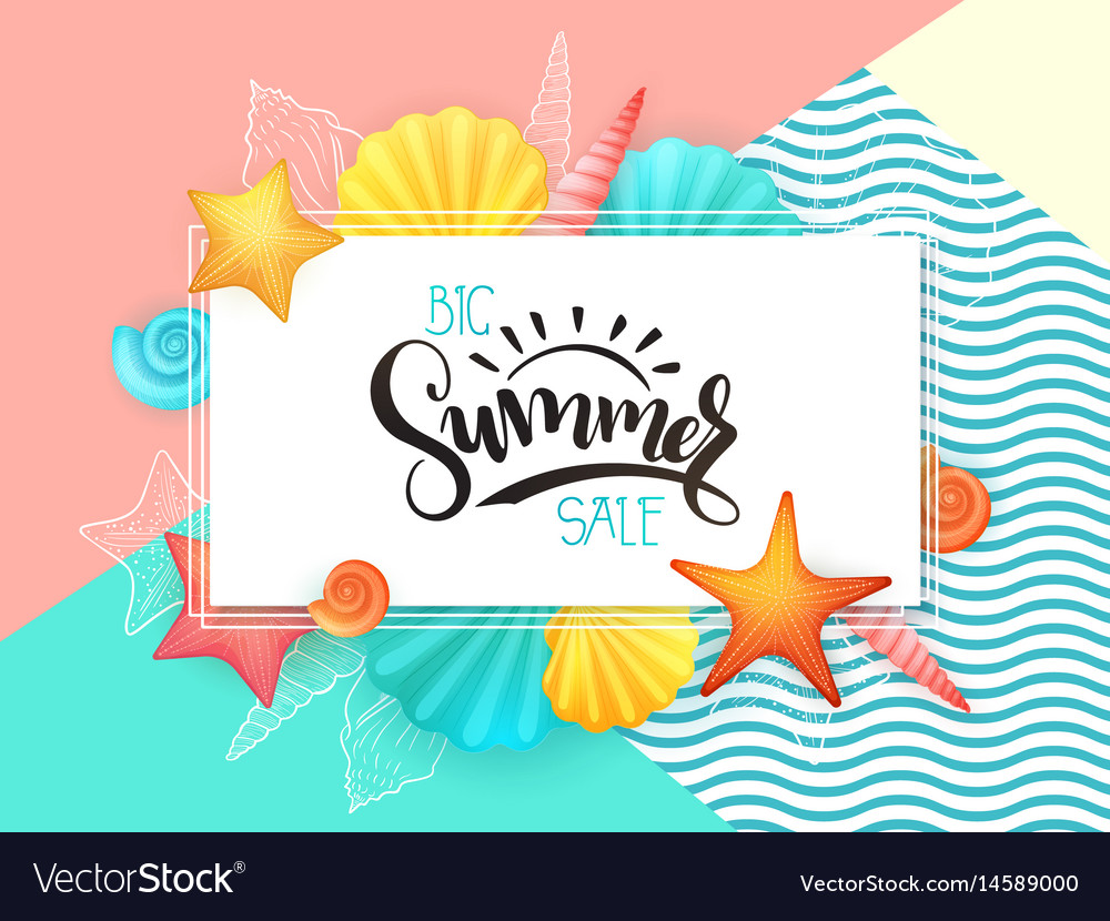 Hand lettering summer sale text surrounded