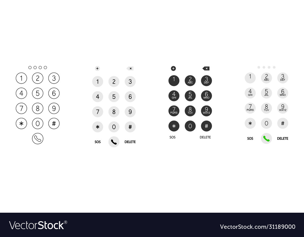 Keypad for phone keyboard template in touchscreen
